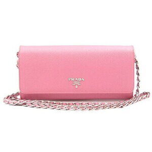 Prada Chain Wallet Begonia Bag Zipper Long Saffiano Pink